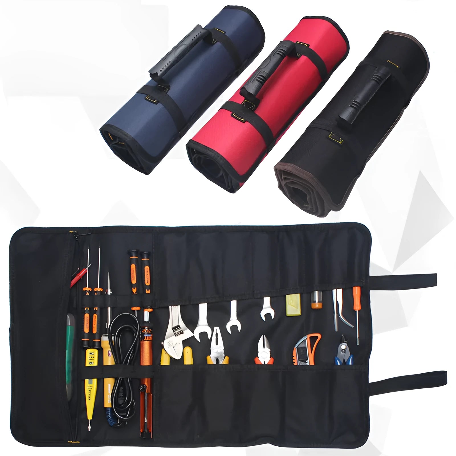 Oxford cloth electrician tool storage bag with 58.5x35.5cm dimensions in blue colour