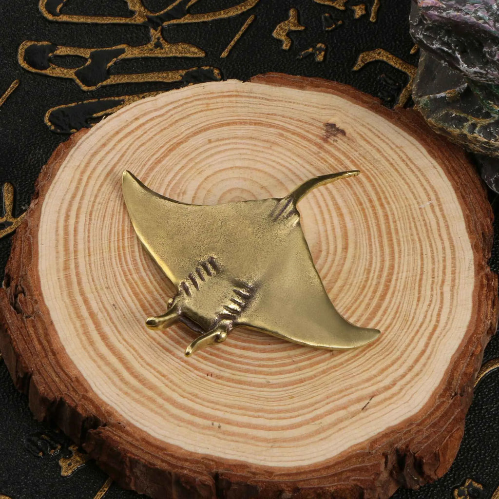 Brass devil fish ornament decoration, single metal fish figurine in picture colour