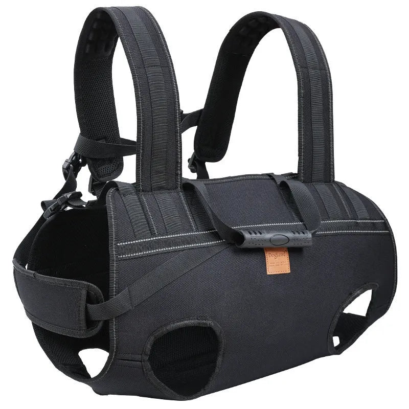 Black soft Oxford cloth dog backpack for medium to large pets in three size options