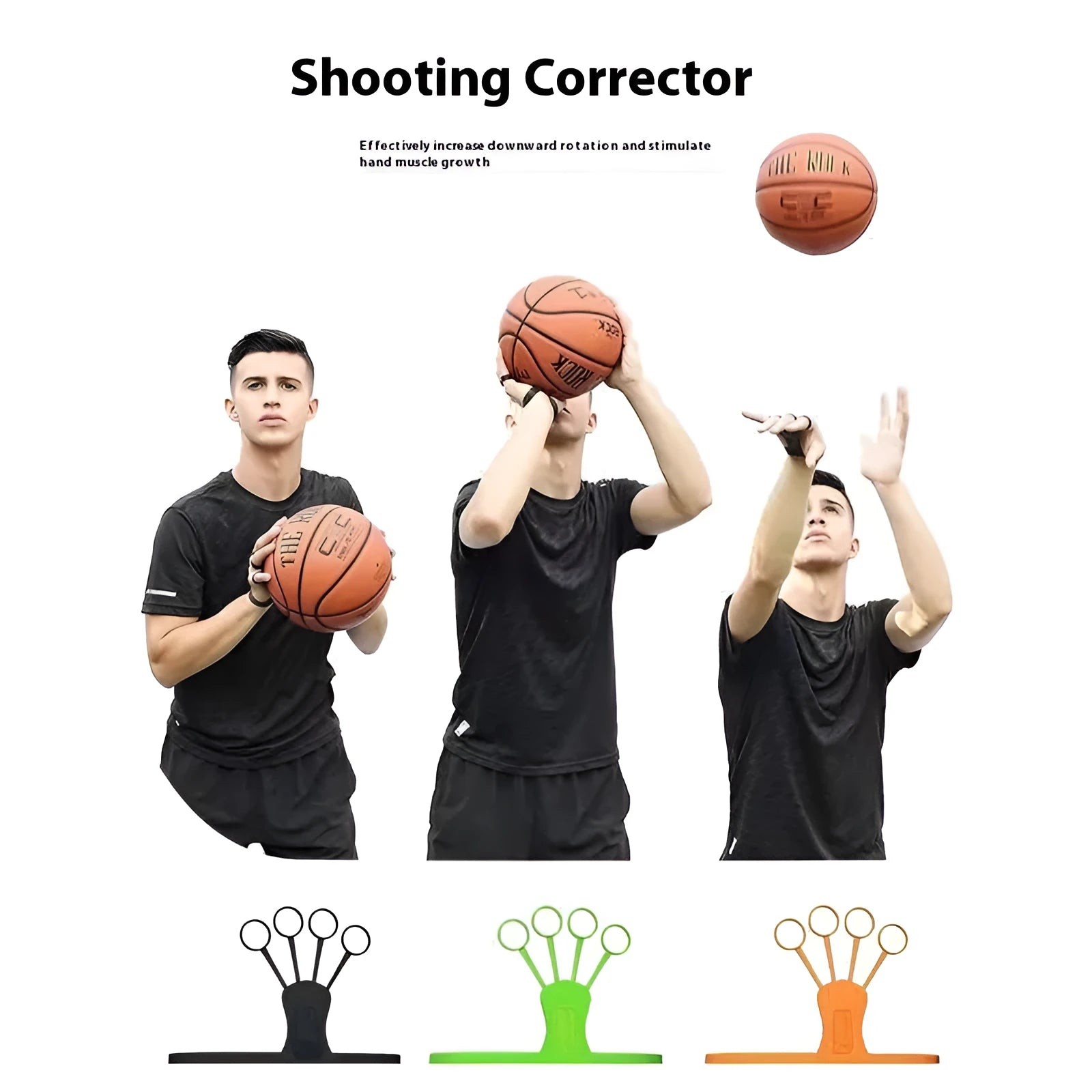Shooting brace finger training equipment for basketball shooting practice in multiple colour options.