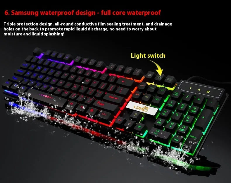 Glowing USB cable for gaming keyboards with 7-colour breathing effect