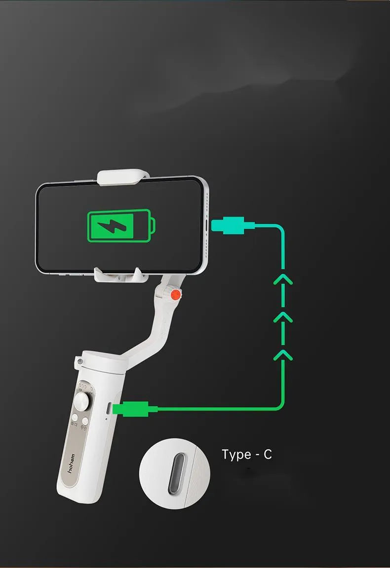 Black 3-axis mobile phone stabiliser with folded dimensions 179×79×39mm