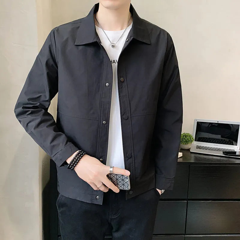 Men's Korean style single-layer jacket in four colour options with long sleeves