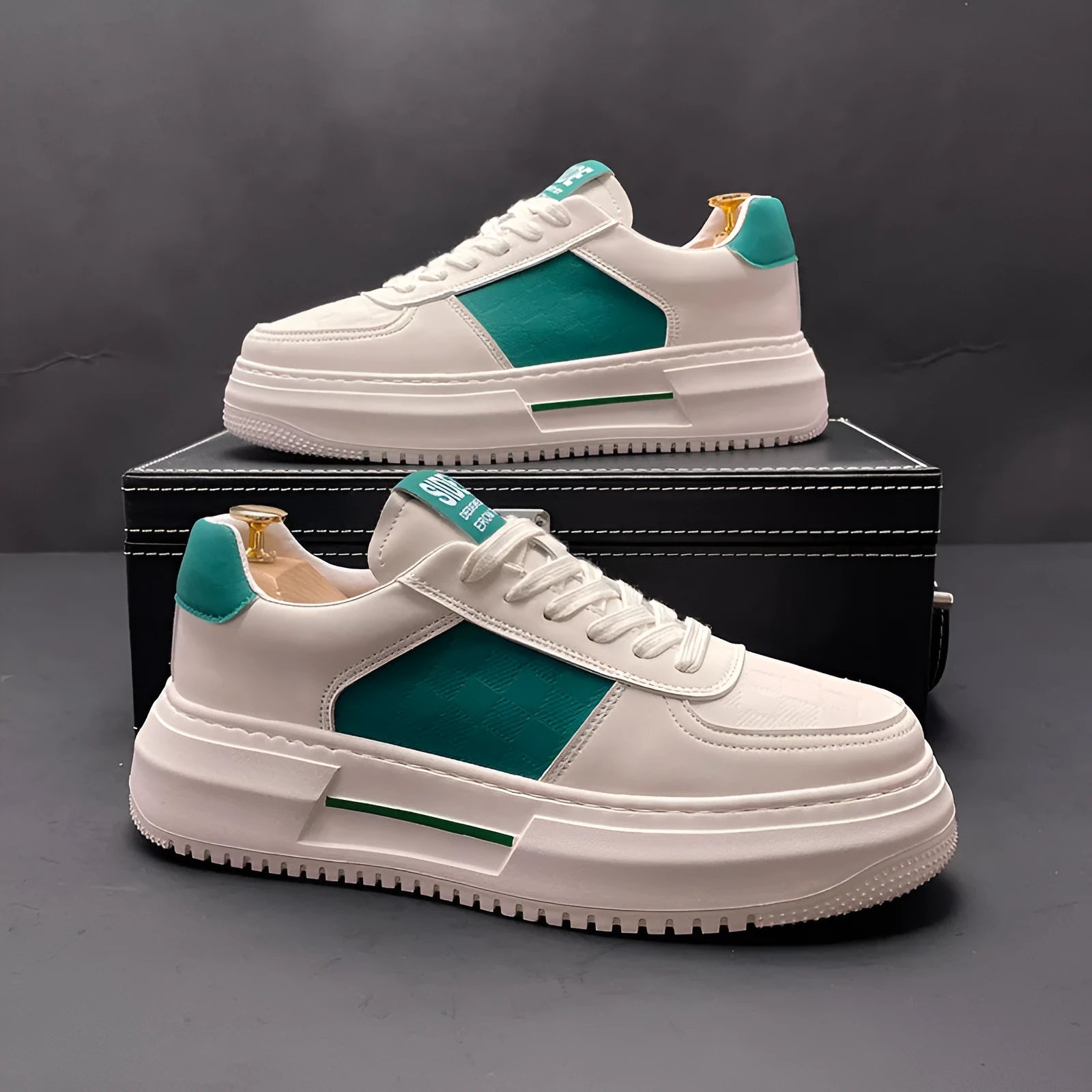 White green and white black cloth upper casual shoes with rubber foam soles in multiple sizes