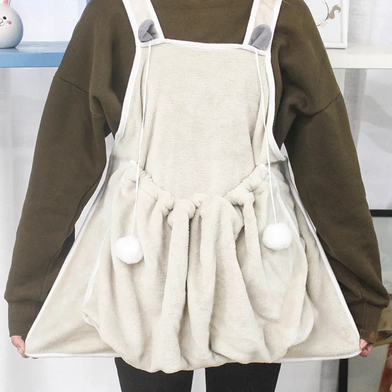 Coral fleece pet apron with inner bag, non-stick anti-grab, 71cm x 62cm, for cats and small dogs
