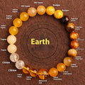 Green agate energy balance bracelet with metal lucky cat and auspicious charm on a wooden surface.