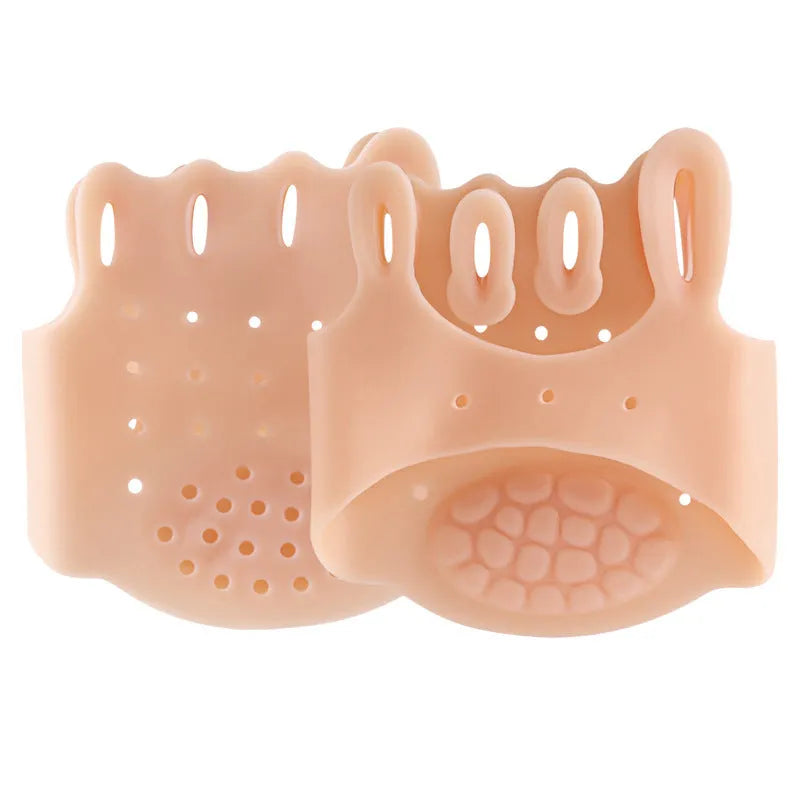 Pair of SEBS hallux valgus toe separators and hand massager pads in white or skin colour, average size