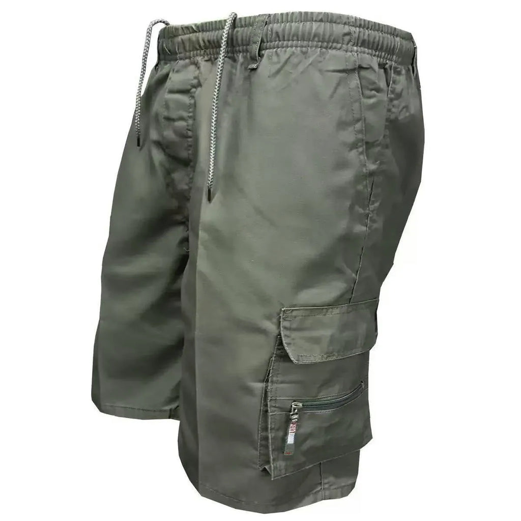 Men's loose-fit casual work trousers in polyester available in seven colours including camouflage patterns