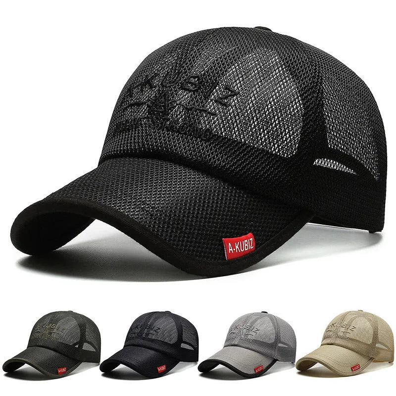 Men's adjustable mesh baseball cap in dome crown style with cotton fabric