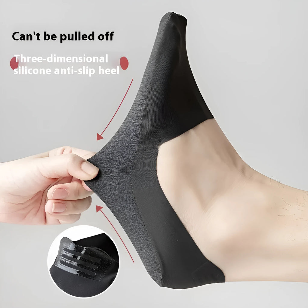 Men's solid colour cotton invisible ankle socks shown in multiple colours including black, white, and brick red.