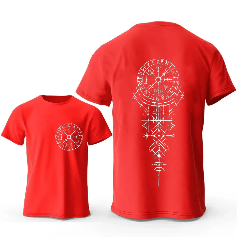 Men's Viking rune compass graphic t-shirt in pure cotton fabric