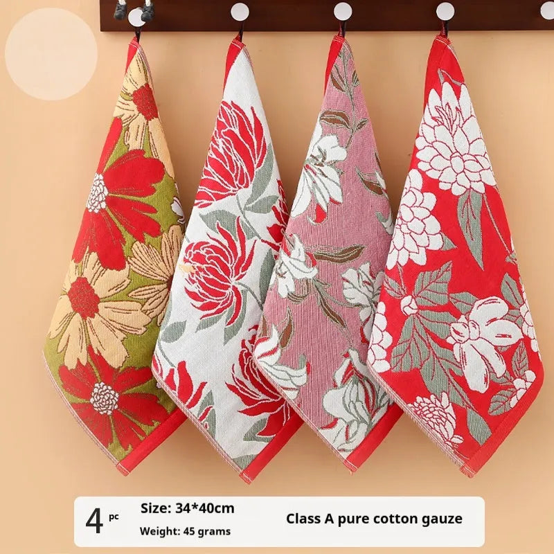 Class A cotton gauze square towel for kids, lint-free hanging handkerchief, 40x34cm, pure cotton plain weave, multi-colour pack