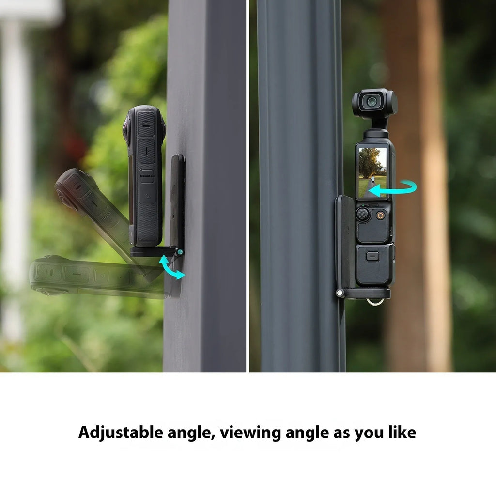 Black magnetic bracket base handheld handle accessory for Insta360 X4 camera with angle adjustment mechanism