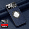 Magnetic phone case with large window tree pattern in silver gray for iPhone 14 Pro Max