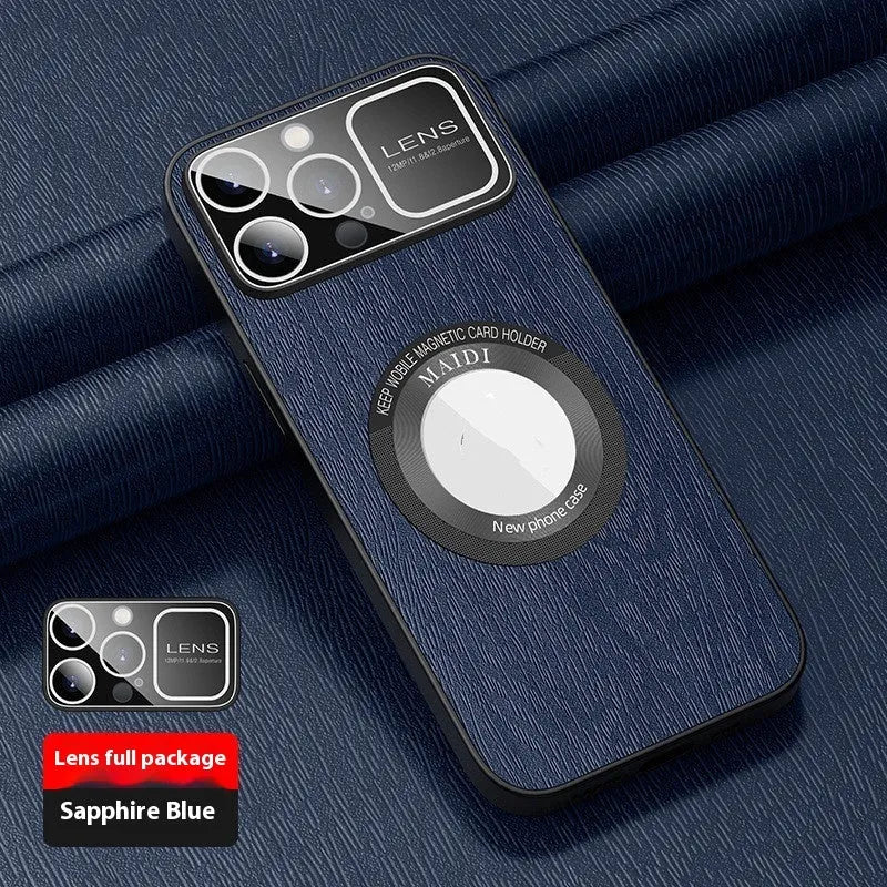 Magnetic phone case with large window tree pattern in silver gray for iPhone 14 Pro Max