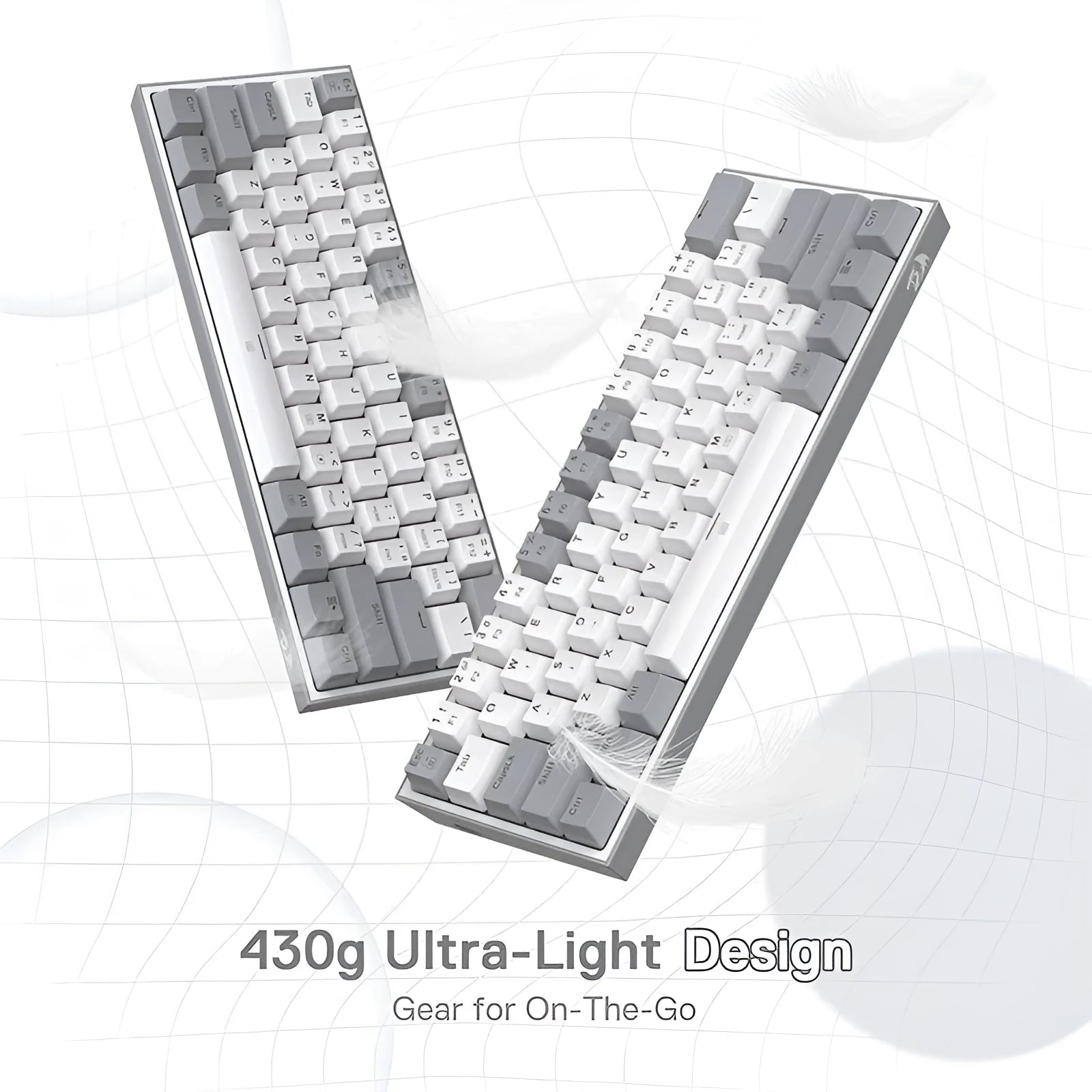 White pink mechanical keyboard with RGB backlighting and multimedia function keys