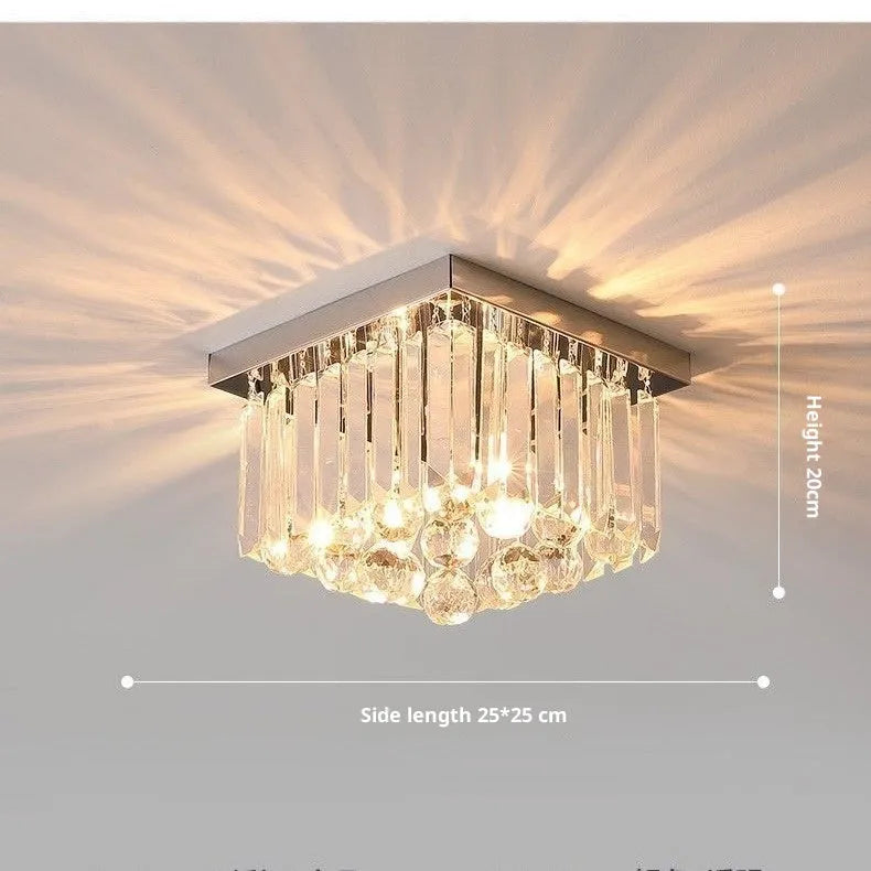 Crystal modern simple ceiling lamp round 25CM with tricolor light option for hallway