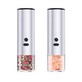 USB rechargeable electric pepper grinder with clear glass jar and LED light