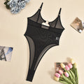Women's polyester jumpsuit with see-through mesh chest and iron hoop hollow design, red light pink black white, sizes S M L