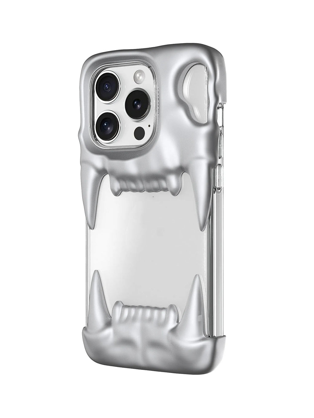 Silicone mobile phone case with transparent inner shell and all-wrapped coverage in metallic silver for iPhone