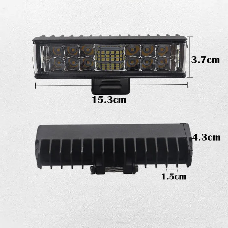 Black aluminium 7-inch 60W LED strip work light in a straight line shape.