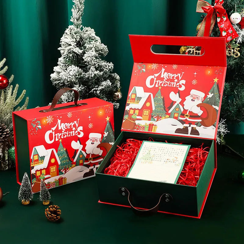 New Year Christmas gift box packaging business style with five sizes, printed finish, and empty bag
