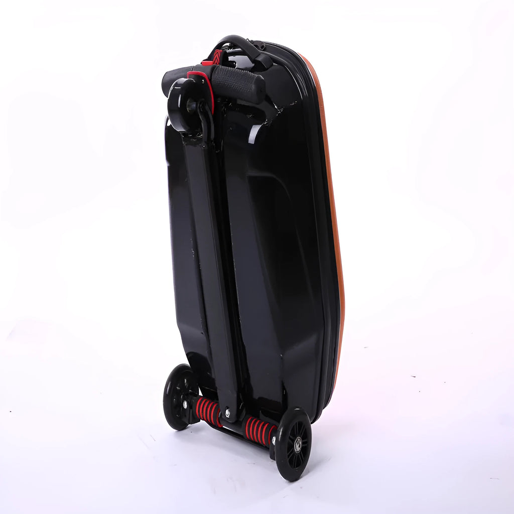 20-inch PC zippered travelling box with soft handle and one-way wheel in peach skin velvet, green colour