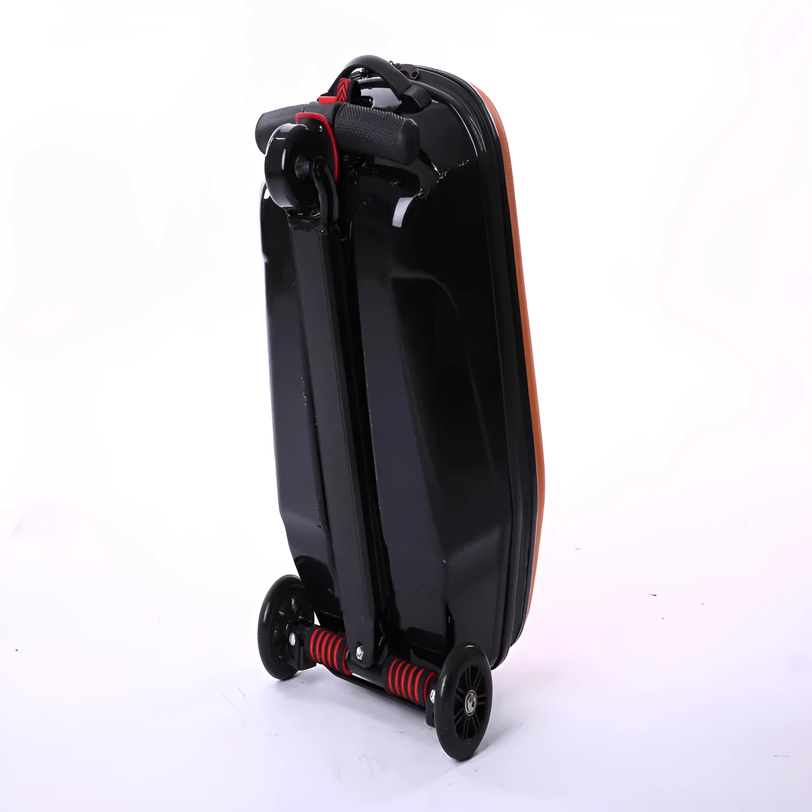 20-inch PC zippered travelling box with soft handle and one-way wheel in peach skin velvet, green colour