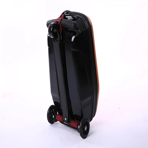 20-inch PC zippered travelling box with soft handle and one-way wheel in peach skin velvet, green colour