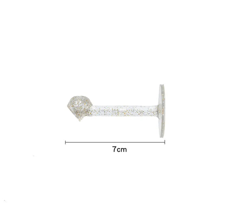 White plastic diamond crystal storage hook on a wall, large size 13x7x4cm