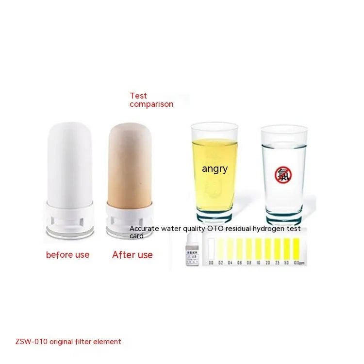 White diatom ceramic water filter element with 43x43x100mm dimensions for water purification systems