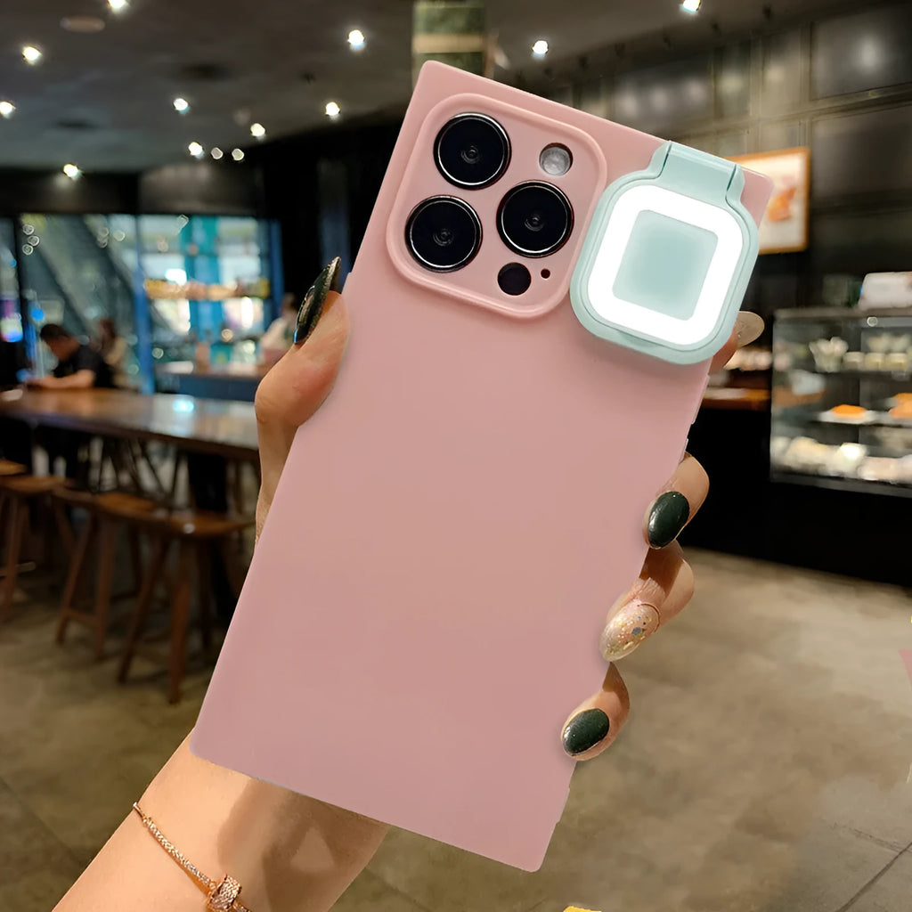 iPhone 13 series ring flash phone case in polycarbonate with selfie fill light