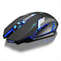 Wireless rechargeable silent luminous mouse in black with USB receiver