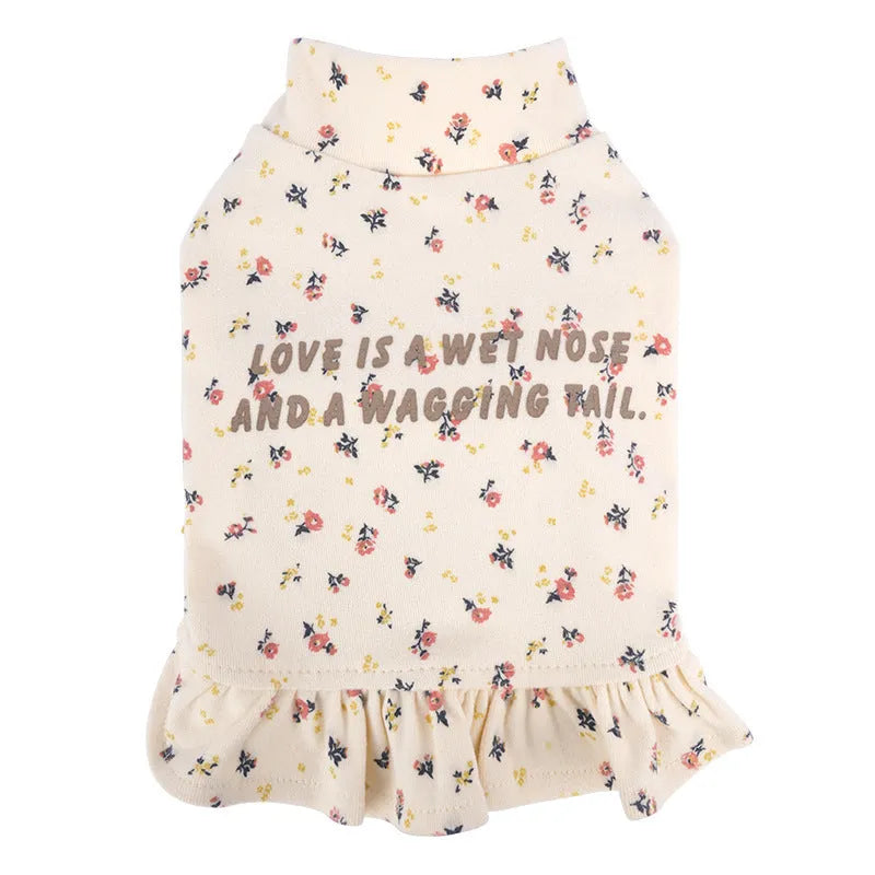 Light purple floral undershirt for small dog on teddy bichon breed