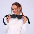 Grey outline Bluetooth sleeping eye mask with long eyelashes design on a polyester fabric.