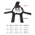 Dog wearing a PP cotton Halloween costume in a ghost or pumpkin ghost design.