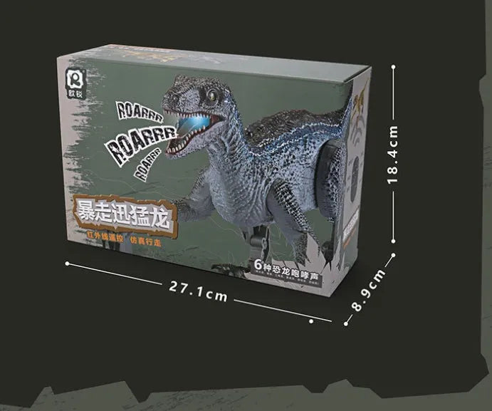 Remote control dinosaur toy with 3D eyes and realistic scales, 34.5cm, blue colour