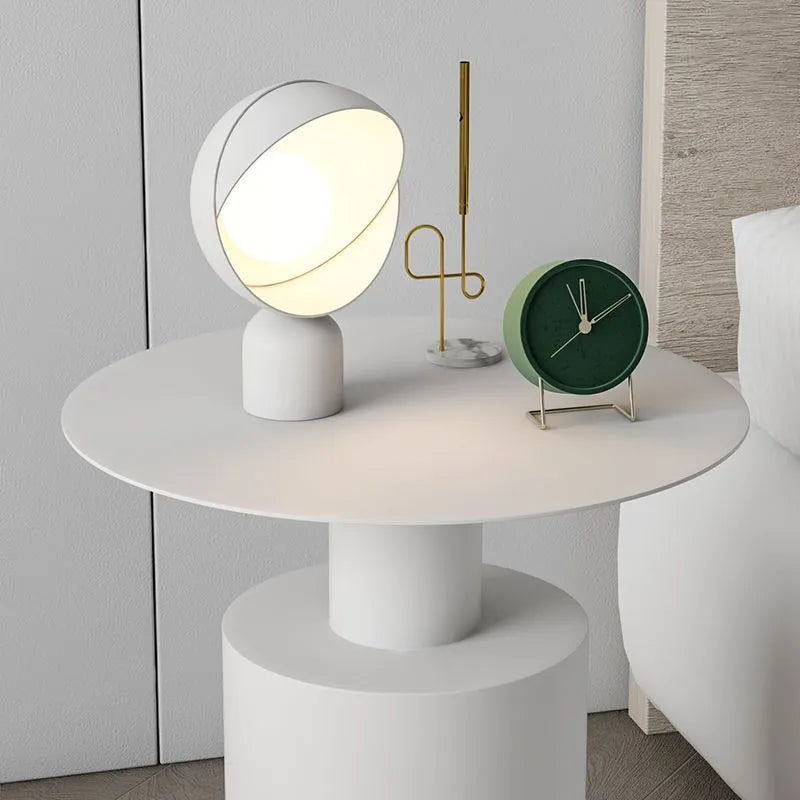 Round Nordic style simple modern metal bedside table in beige