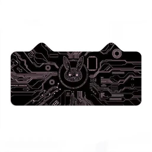Oversized cat ear gaming desk mat with natural rubber non-slip base in a 1000x500mm size