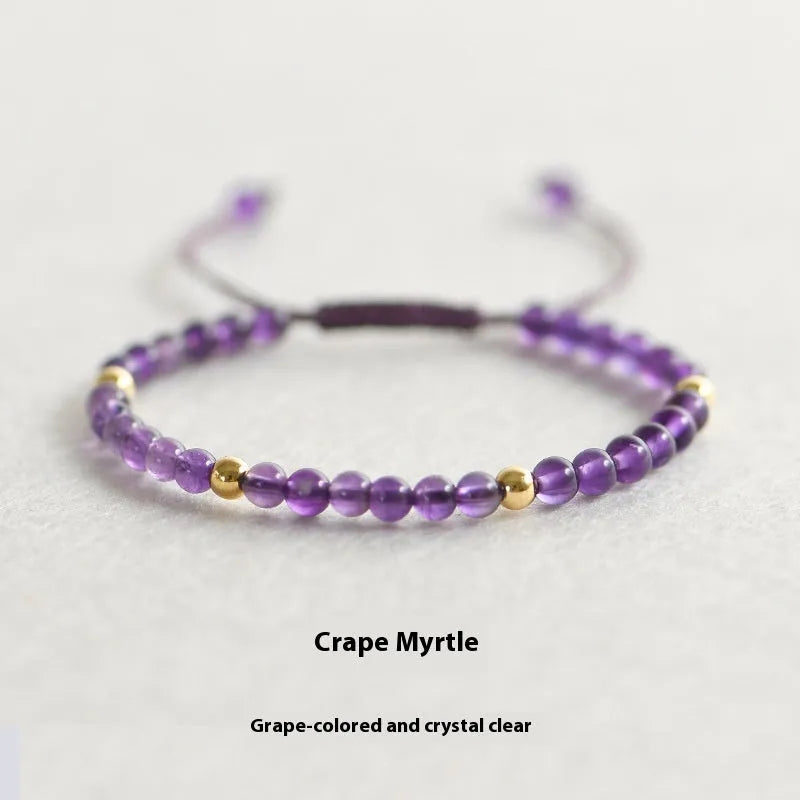 Handmade purple amethyst bracelet with 4mm geometric beads in 14K gold setting