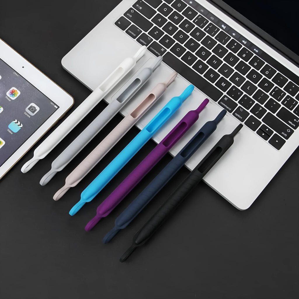 Silicone snap on pen case for Apple Pencil 1st and 2nd generation in black, gray, white Nordic style