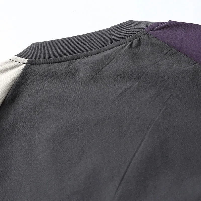 Dark grey loose fit t-shirt with raglan sleeves and contrast colour detailing