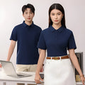 Short sleeve solid colour cotton blend polo shirt for summer business wear, shown in light apricot.