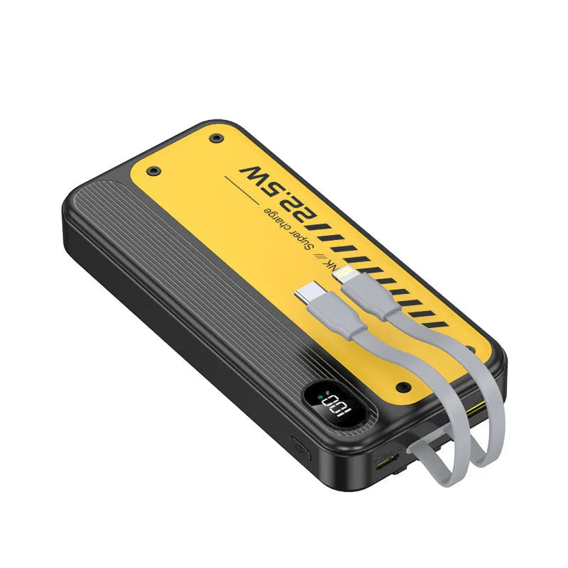 225W fast charge portable power bank with cable multi-USB output black plastic shell 146x69x29mm