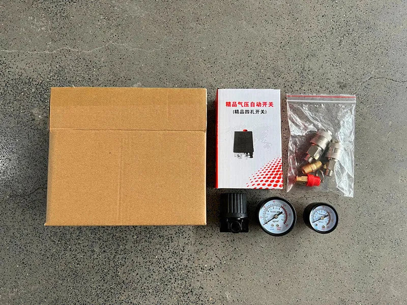 European style air compressor pressure regulating valve with adjustable 0.5-0.8MPa range and compact switch box