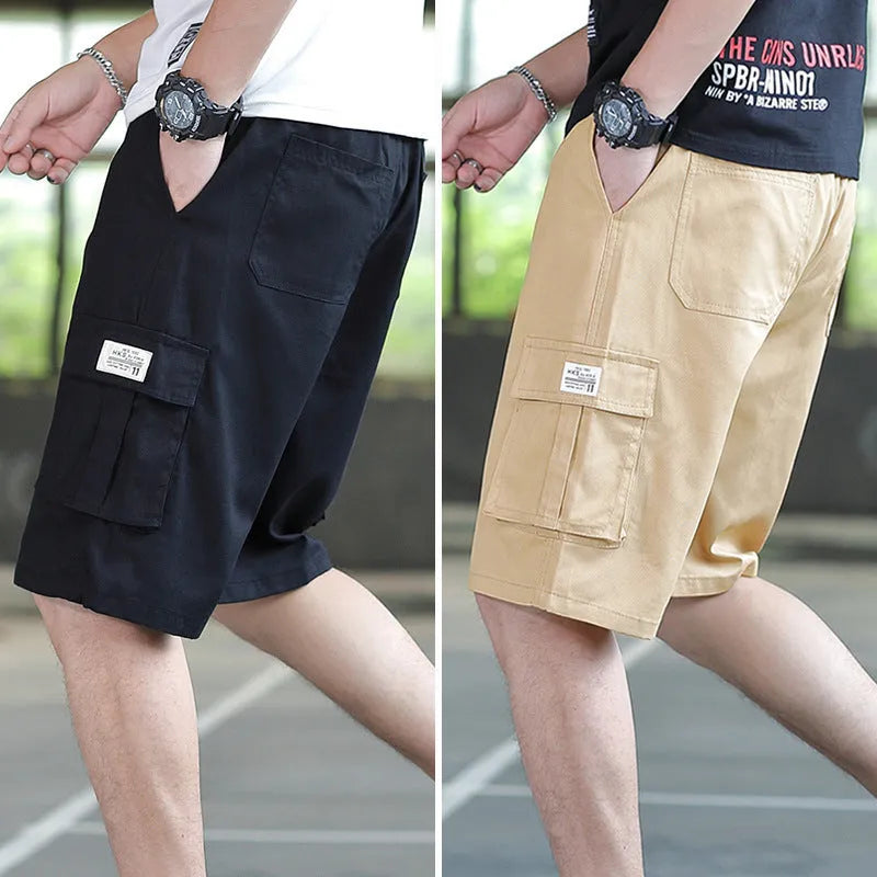 Men's loose fit Korean style cargo trousers in army green with giraffe pattern gradient detail