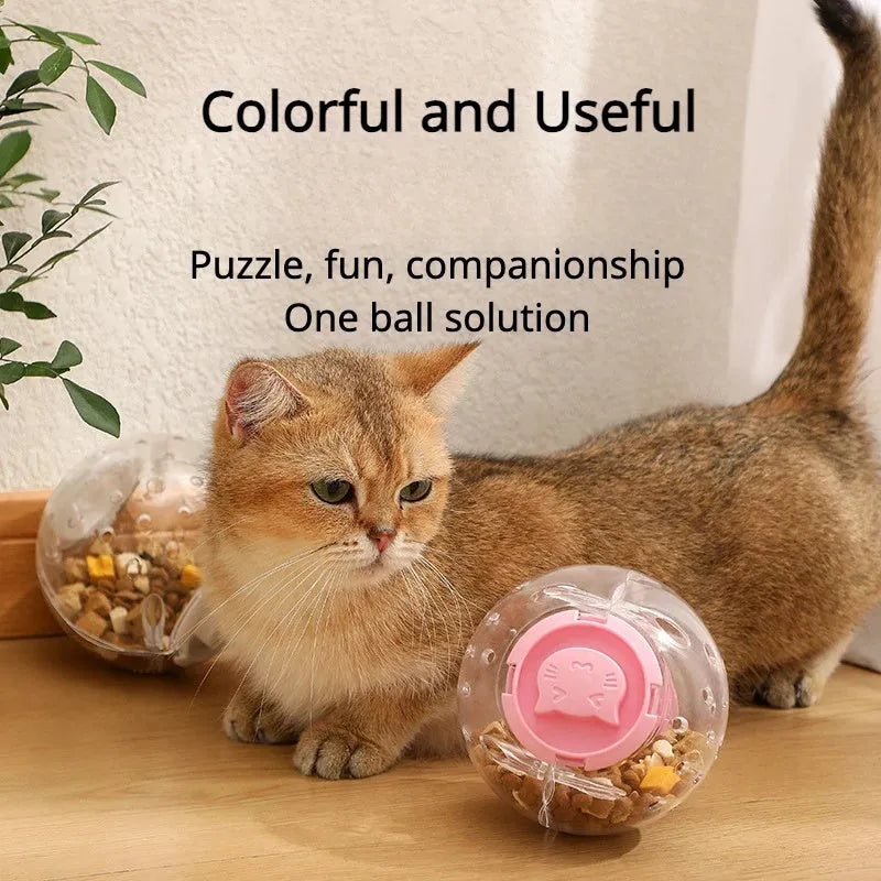 Blue pet slow feeding ball with 11.5cm diameter for treat dispensing
