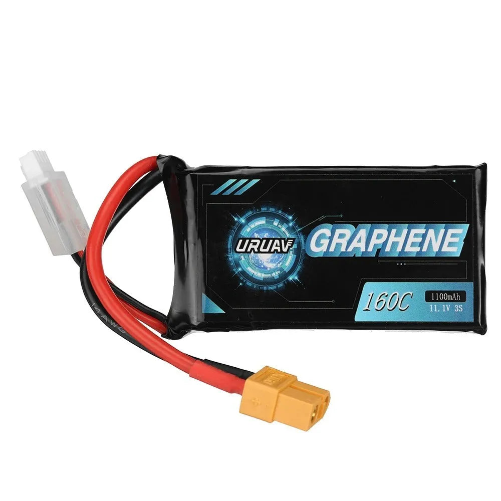 A 7.4V 1200mAh lithium battery for RC models measuring 15mm by 36mm by 70mm.