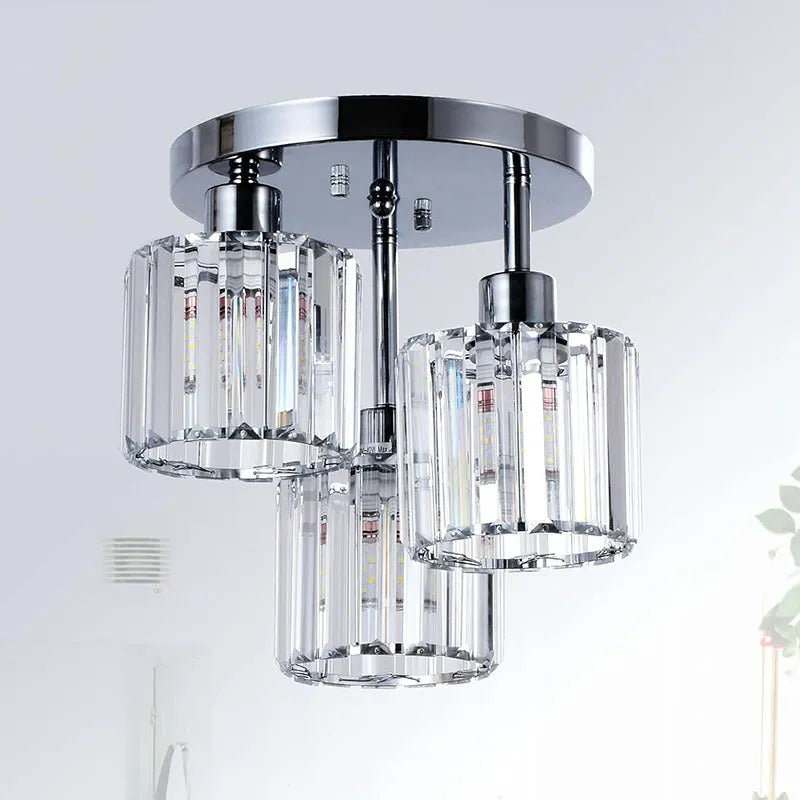 Modern crystal ceiling light in black finish with crystal accents for corridor and entrance use