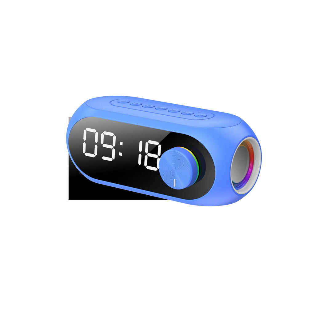 Extra Bass Portable Mini Clock Household Speaker in S8 Black colour with USB cable.